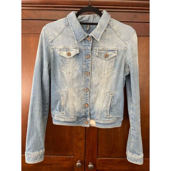 Naf-Naf Jackets & Blazers - ~ Naf-Naf med jean jacket Vintage Distressed Look Denim, Boho Hippie Core